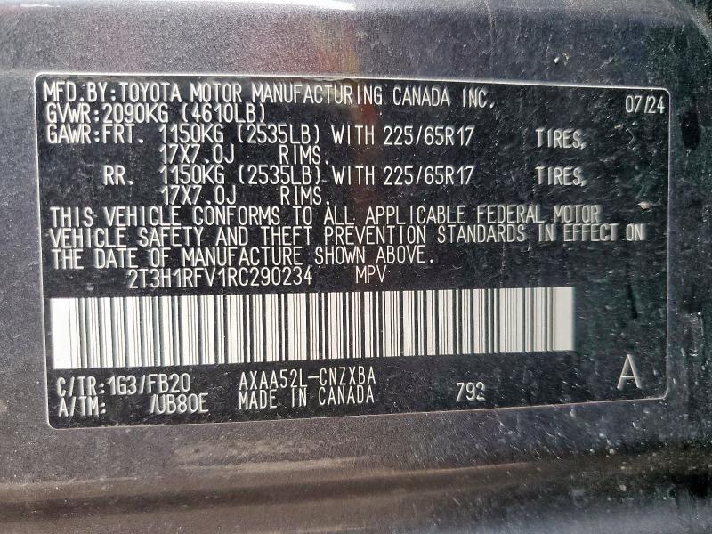 2T3H1RFV1RC290234 - 2024 TOYOTA RAV4 LE GRAY photo 14