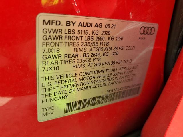 WA1AUCF33N1001456 - 2022 AUDI Q3 PREMIUM 40 RED photo 13