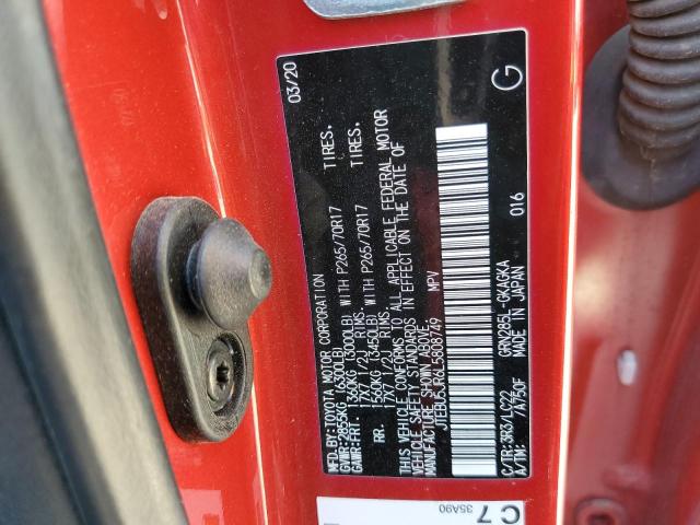 JTEBU5JR6L5808749 - 2020 TOYOTA 4RUNNER SR5/SR5 PREMIUM 红色 照片 12