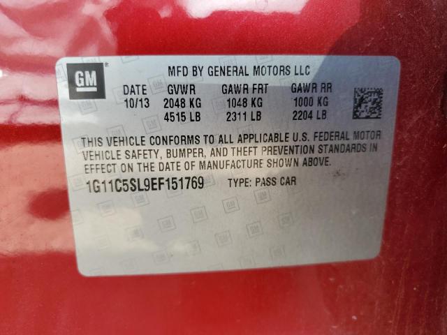 1G11C5SL9EF151769 - 2014 CHEVROLET MALIBU 1LT Qırmızı foto 13
