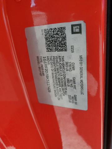 1G1YF2D78K5117439 - 2019 CHEVROLET CORVETTE STINGRAY 3LT RED photo 12