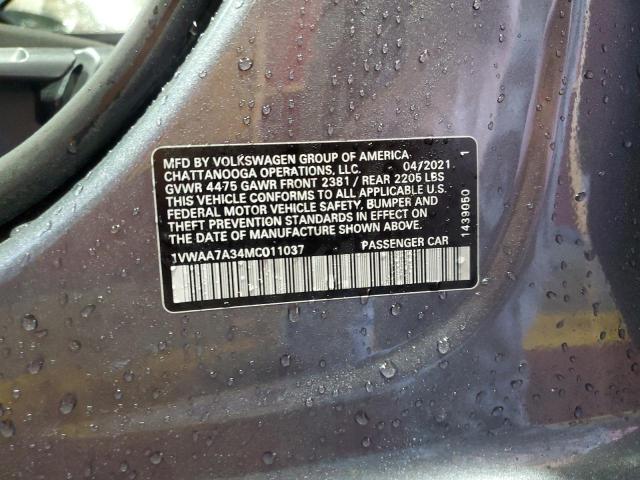1VWAA7A34MC011037 - 2021 VOLKSWAGEN PASSAT S GRAY photo 12