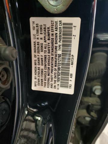 19XFB2F98FE012760 - 2015 HONDA CIVIC EXL შავი ფოტო 12