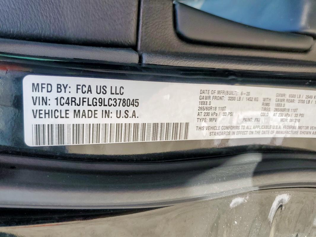 1C4RJFLG9LC378045 - 2020 JEEP GRAND CHER TRAILHAWK Қара фото 13