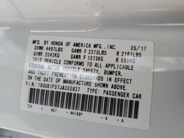 19UUB1F57JA000837 - 2018 ACURA TLX TECH WHITE photo 13