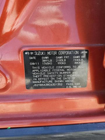 JS2YB5A38C6301352 - 2012 SUZUKI SX4 ORANGE photo 13