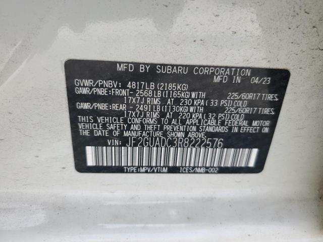 JF2GUADC3R8222576 - 2024 SUBARU CROSSTREK PREMIUM 白色 照片 12