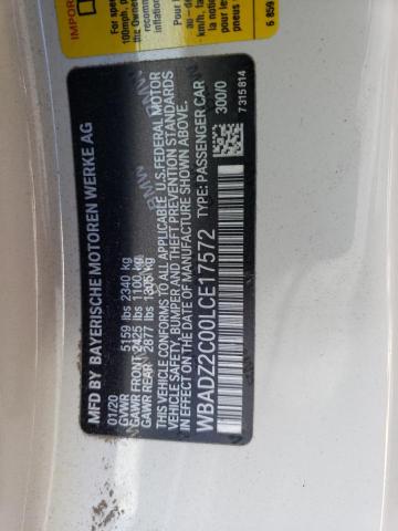 WBADZ2C00LCE17572 - 2020 BMW 840I Blanc photo 12