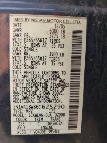 5N1AR18W86C625290 - 2006 NISSAN PATHFINDER LE 灰色 照片 13