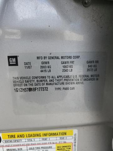 1G1ZH57B18F177372 - 2008 CHEVROLET MALIBU 1LT 银色 照片 12