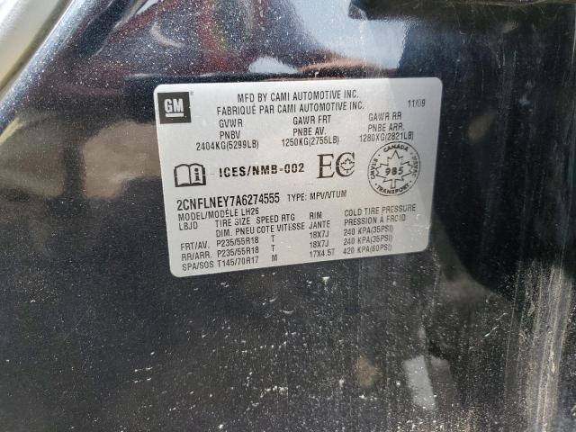 2CNFLNEY7A6274555 - 2010 CHEVROLET EQUINOX LT BLACK photo 13