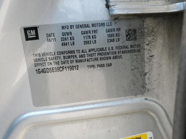 1G4GD5E38CF119012 - 2012 BUICK LACROSSE PREMIUM Сріблястий фото 12