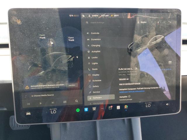 5YJ3E1EB4NF135828 - 2022 TESLA MODEL 3 Noir photo 9