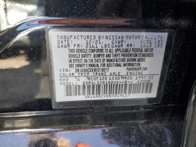 3N1AB8CVXNY219617 - 2022 NISSAN SENTRA SV BLACK photo 12