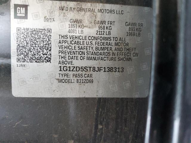 1G1ZD5ST8JF138313 - 2018 CHEVROLET MALIBU LT 石墨色 照片 12