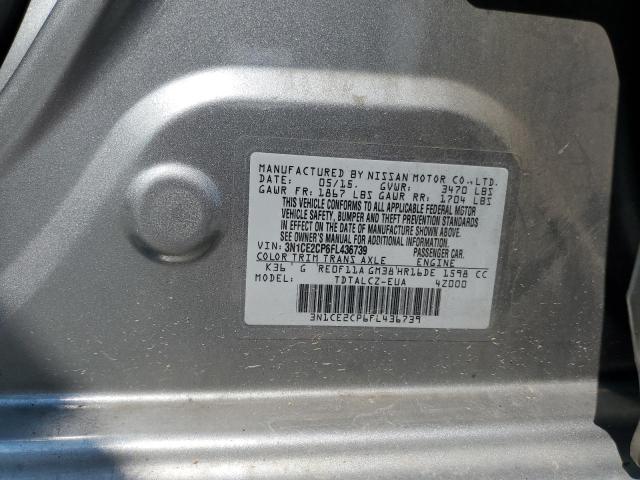 3N1CE2CP6FL436739 - 2015 NISSAN VERSA NOTE S SILVER photo 13