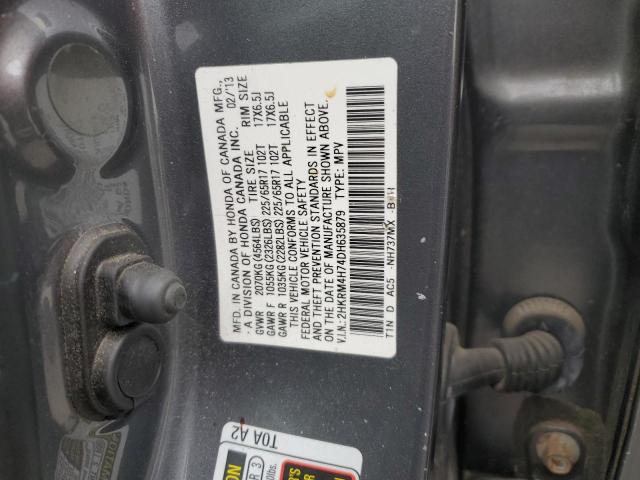 2HKRM4H74DH635879 - 2013 HONDA CR-V EXL GRAY photo 13