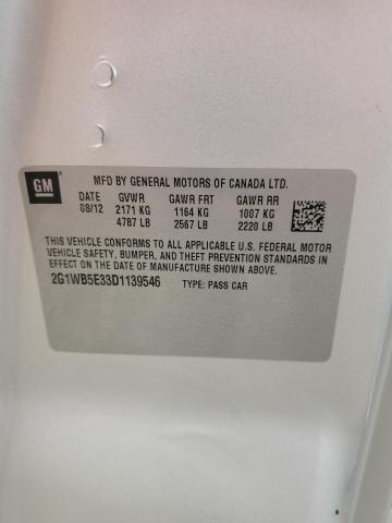 2G1WB5E33D1139546 - 2013 CHEVROLET IMPALA LT ვერცხლისფერი ფოტო 12