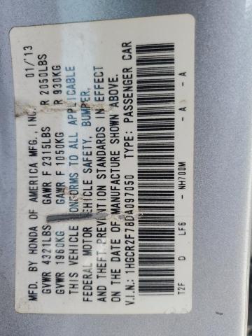 1HGCR2F78DA097050 - 2013 HONDA ACCORD EX 银色 照片 12