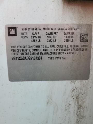 2G11X5SA8G9184387 - 2016 CHEVROLET IMPALA LS Білий фото 12