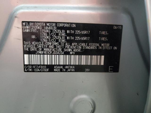 JTMBFREV2FJ034234 - 2015 TOYOTA RAV4 LE SILVER photo 14