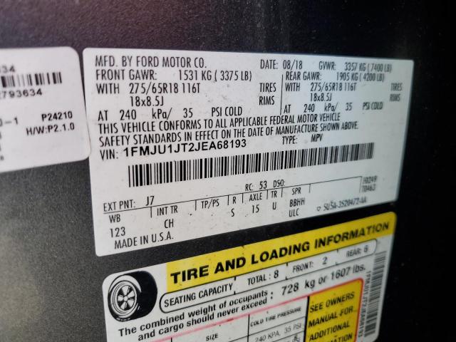 1FMJU1JT2JEA68193 - 2018 FORD EXPEDITION XLT GRAY photo 13