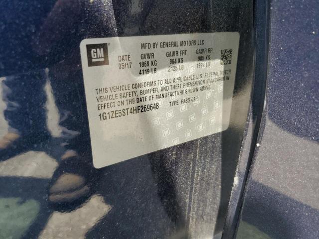 1G1ZE5ST4HF269648 - 2017 CHEVROLET MALIBU LT BLUE photo 12