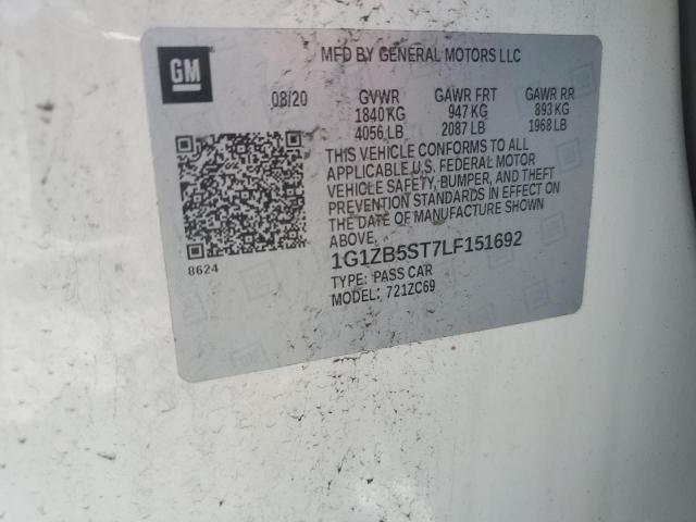 1G1ZB5ST7LF151692 - 2020 CHEVROLET MALIBU LS WHITE photo 12