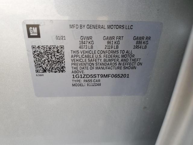 1G1ZD5ST9MF065201 - 2021 CHEVROLET MALIBU LT SILVER photo 13