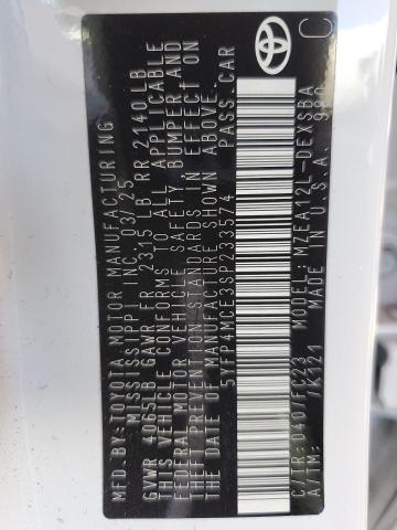 5YFP4MCE3SP233574 - 2025 TOYOTA COROLLA SE თეთრი ფოტო 13