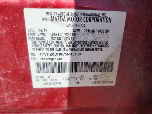 1YVHZ8DH0C5M43788 - 2012 MAZDA 6 I RED photo 13