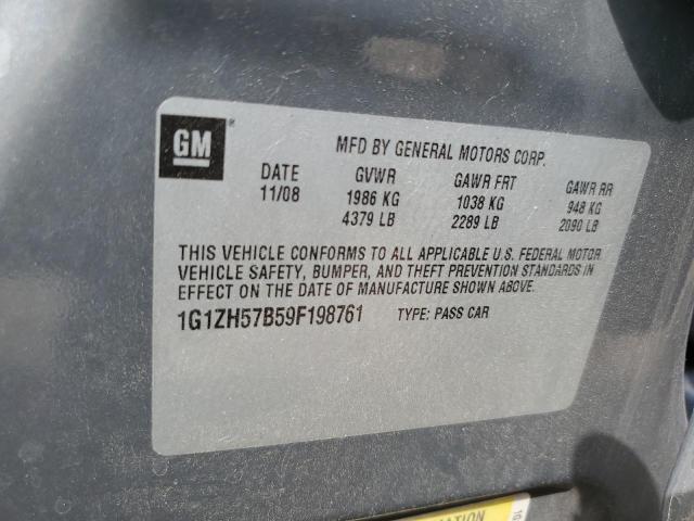 1G1ZH57B59F198761 - 2009 CHEVROLET MALIBU 1LT GRAY photo 12