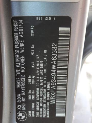 WBXPA93494WA63332 - 2004 BMW X4 3.0I BLUE photo 13