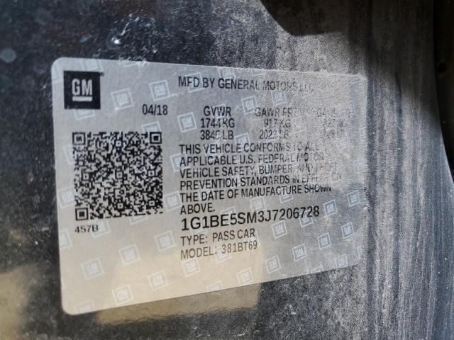 1G1BE5SM3J7206728 - 2018 CHEVROLET CRUZE LT შავი ფოტო 13