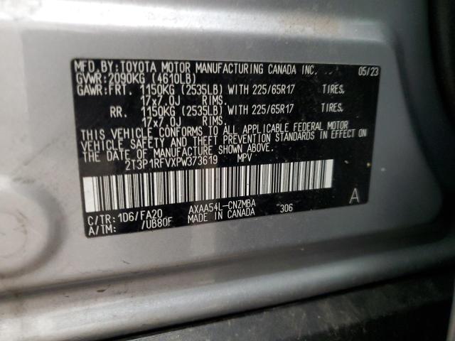 2T3P1RFVXPW373619 - 2023 TOYOTA RAV4 XLE SILVER photo 14