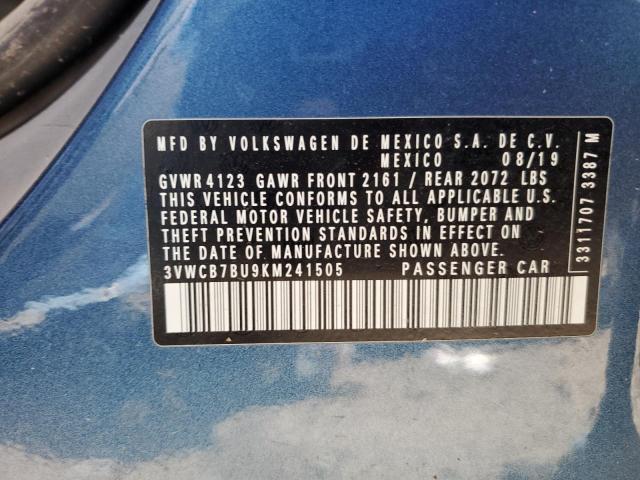 3VWCB7BU9KM241505 - 2019 VOLKSWAGEN JETTA S 蓝色 照片 12