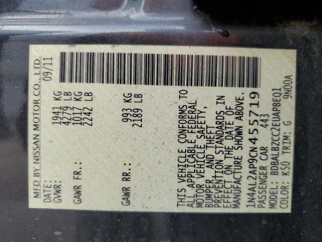 1N4AL2AP9CN455719 - 2012 NISSAN ALTIMA BASE ნაცრისფერი ფოტო 13