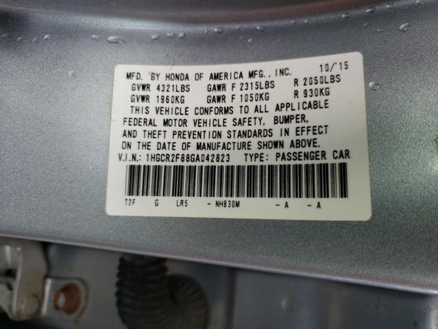 1HGCR2F88GA042823 - 2016 HONDA ACCORD EXL SILVER photo 12