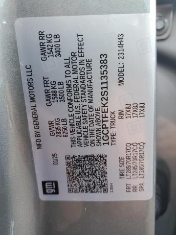 1GCPTFEK2S1135383 - 2025 CHEVROLET COLORADO ZR2 GRAY photo 12