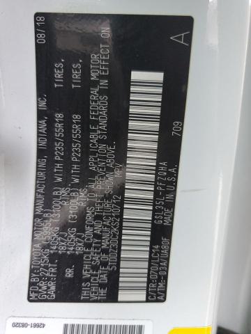 5TDDZ3DC2KS210712 - 2019 TOYOTA SIENNA XLE 白色 照片 13