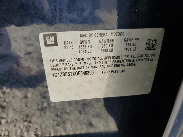 1G1ZB5STXGF346305 - 2016 CHEVROLET MALIBU LS BLUE photo 13