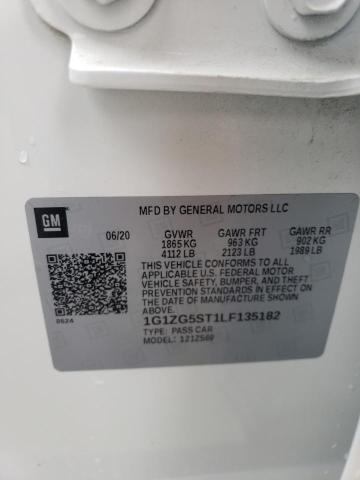 1G1ZG5ST1LF135182 - 2020 CHEVROLET MALIBU RS WHITE photo 12