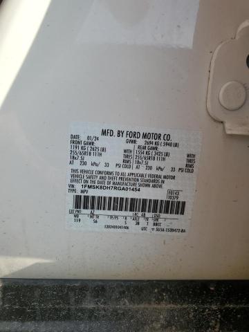 1FMSK8DH7RGA01454 - 2024 FORD EXPLORER XLT თეთრი ფოტო 12