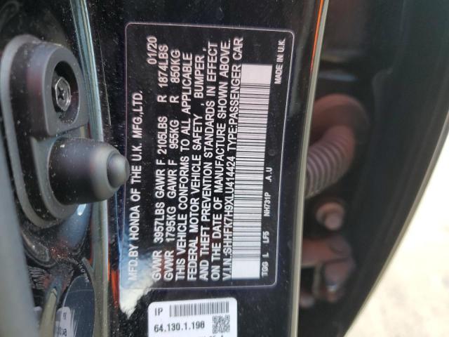 SHHFK7H9XLU414424 - 2020 HONDA CIVIC SPORT TOURING BLACK photo 12
