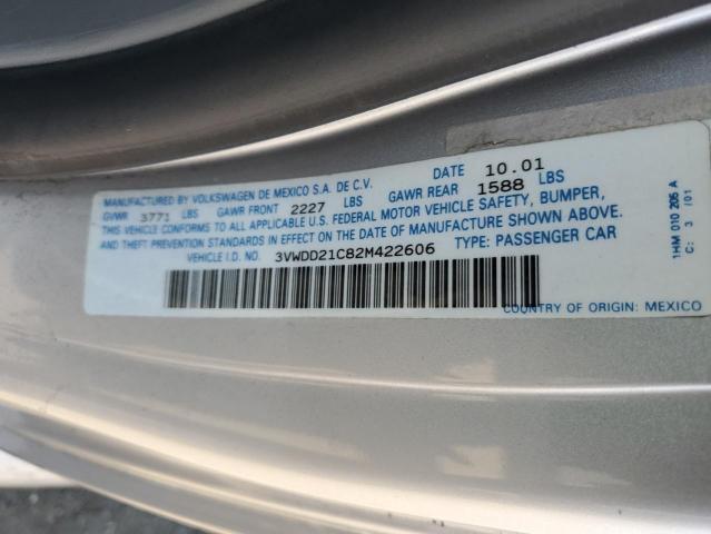 3VWDD21C82M422606 - 2002 VOLKSWAGEN NEW BEETLE GLX 银色 照片 12