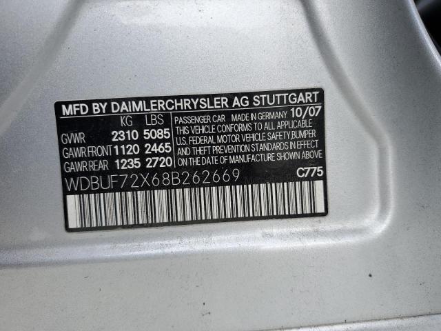 WDBUF72X68B262669 - 2008 MERCEDES-BENZ E 550 SILVER photo 12