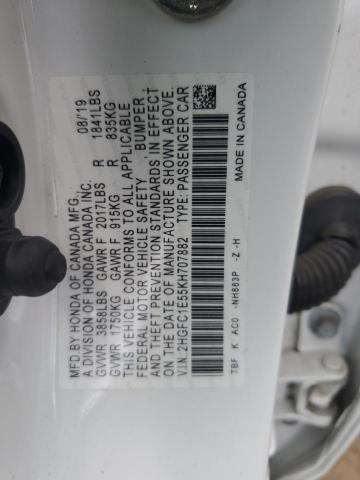 2HGFC1E55KH707882 - 2019 HONDA CIVIC SI 白色 照片 12