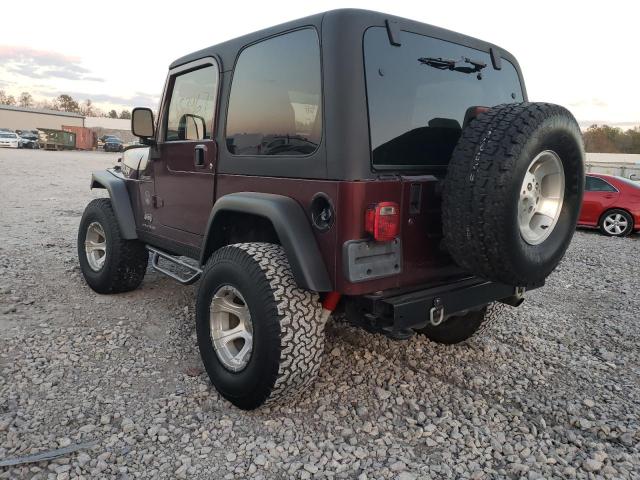 1J4FA49S63P303695 - 2003 JEEP WRANGLER / SPORT BURGUNDY photo 3