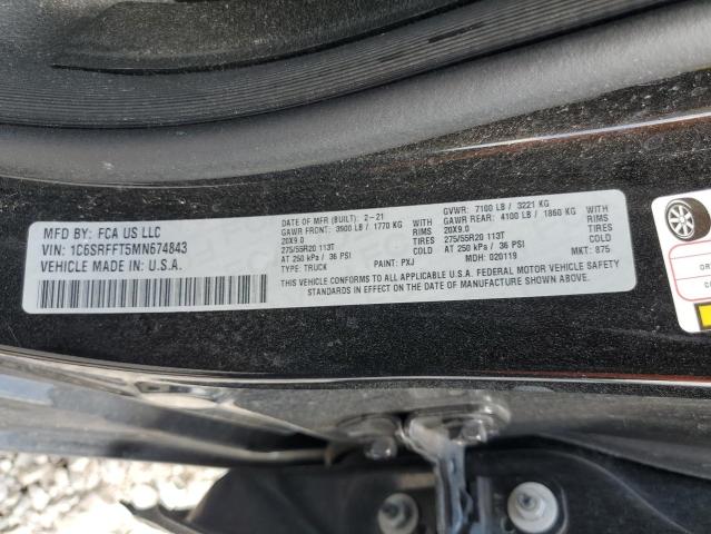 1C6SRFFT5MN674843 - 2021 RAM 1500 BIG HORN/LONE STAR BLACK photo 13