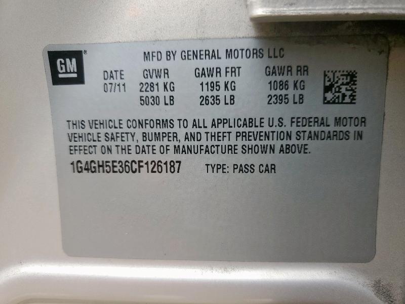 1G4GH5E36CF126187 - 2012 BUICK LACROSSE PREMIUM Bej foto 13